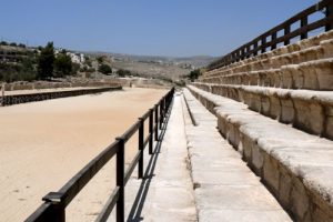 Hippodrome race track at ancient Jerash Bleacher seats