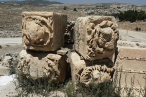 Detailed carvings into the stone blocks