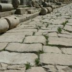 Roman road; chariot wheels carved grooves