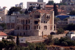 Bombed building in the West Bank