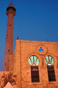 Old mosque along the beachside promenade,