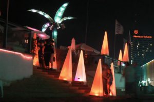 Light display along the sea promenade,