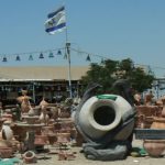 Souvenir pottery stands along