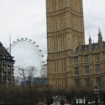 The London Eye (also known as the Millennium Wheel) across