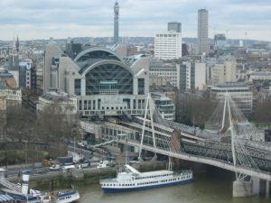 View of Charing Cross train station and Hungerford Bridge