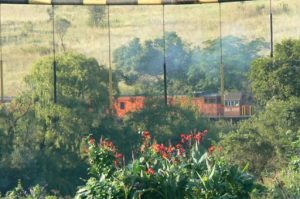 A freight train line passes through Magaliesburg  on its way