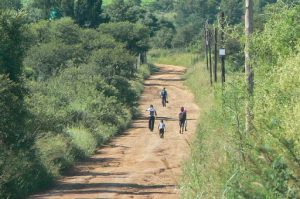 School kids going home from school