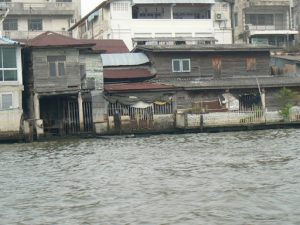 Thailand, Bangkok - old riverfront dwellings