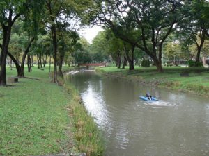 Thailand, Bangkok - a stream goes through the Lumpini Park