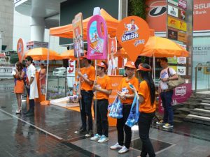 Thailand, Bangkok - promotional staff for a health drink