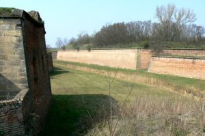 The moat surrounding the ancient walls of Terezin.