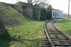 Railway remnant leading to the crematorium.