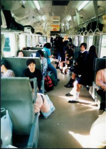 Inside second class railway car