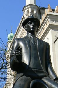 Statue of Czech writer Franz Kafka.