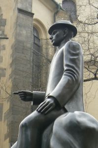 Statue of Czech writer Franz Kafka.