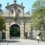 Vysehrad Castle grounds with cemetery, statues and views of the