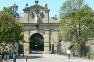 Vysehrad Castle grounds with cemetery, statues and views of the