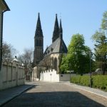 Vysehrad Castle grounds with cemetery, statues and views of the