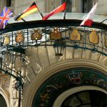 Art Nouveau portico entrance to a hotel.