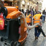 Vacuuming Prague city streets; a sparkling city with the cleanest