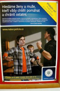 Poster in a police station warning against school bullying.