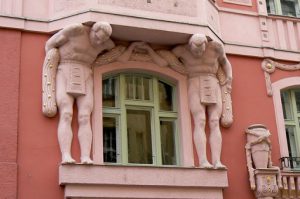 Art Nouveau architectural details; Prague contains one of the