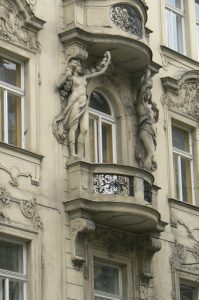 Art Nouveau architectural details; Prague contains one of the