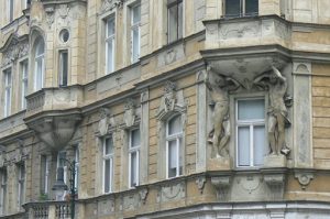 Art Nouveau architectural details; Prague contains one of the