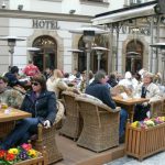 Early spring outdoor cafe.