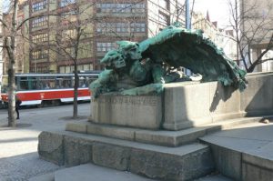 One of many sculptures in Prague.