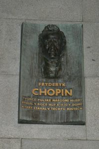 Memorial plaque to Frederic Chopin who lived for a year