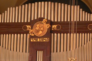 Interior of Municipal House concert hall, Bedrich Smetana is a
