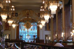 Intensely art nouveau decorated restaurant in the Municipal House.