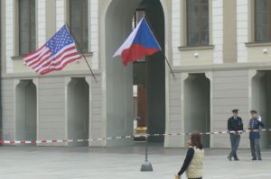 At Prague Castle the two nations’ flags were flown.