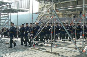 The President spoke in front of the great Prague Castle, one