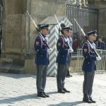 The President spoke in front of the great Prague Castle, one