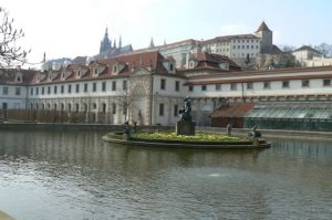 View of Prague Castle from the Wallenstein Gardens, named  after