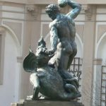 Statue of Hercules fighting a dragon, located in the pond