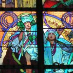 Stained glass windows in St Vitus Cathedral produced by famous