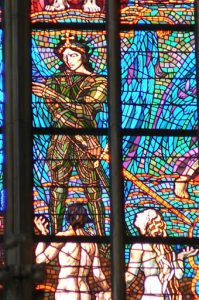 Stained glass windows in St Vitus Cathedral produced by famous