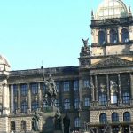 Wenceslas Square with statue of St. Wenceslas in front of