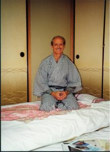 Settling down for the night in a ryokan inn dressed