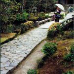 Kyoto: manicured garden and walkway.