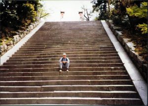 Kyoto: steps are for resting as well as climbing; in