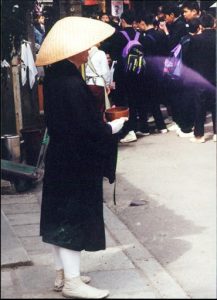 Begging monk near Kiyomizudera Buddhist Temple; he does not