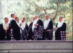 Visiting monks from another Buddhist sect at Todai-ji Buddhist Temple.