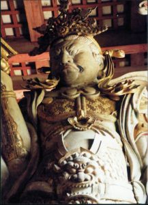 One of the guardian warriors at Todai-ji Buddhist Temple.