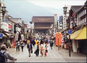 A main street in Nagano leading to the Zenko-ji Buddhist