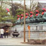 Buddha statues at the Zenko-ji Buddhist Temple. Each statue is