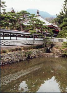 Reflecting pond at Zenko-ji Buddhist Temple.